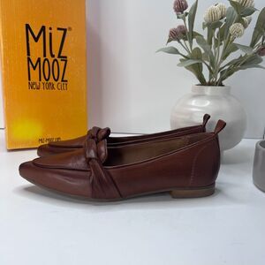 Miz Mooz New York Jude Pointed Toe Leather Flat Brandy Women's EU 37/6.5 NWB